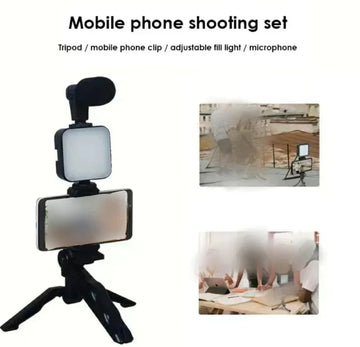 3 in 1 Vlogging Kit with LED Light Mic and Remote