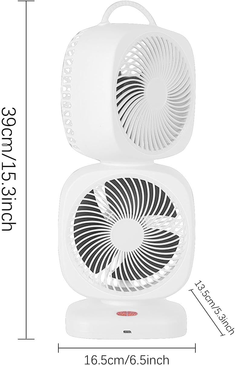 Table Top Fans - Dual Head Small Table Fan | 350 Degrees Oscillation Small Room Fan