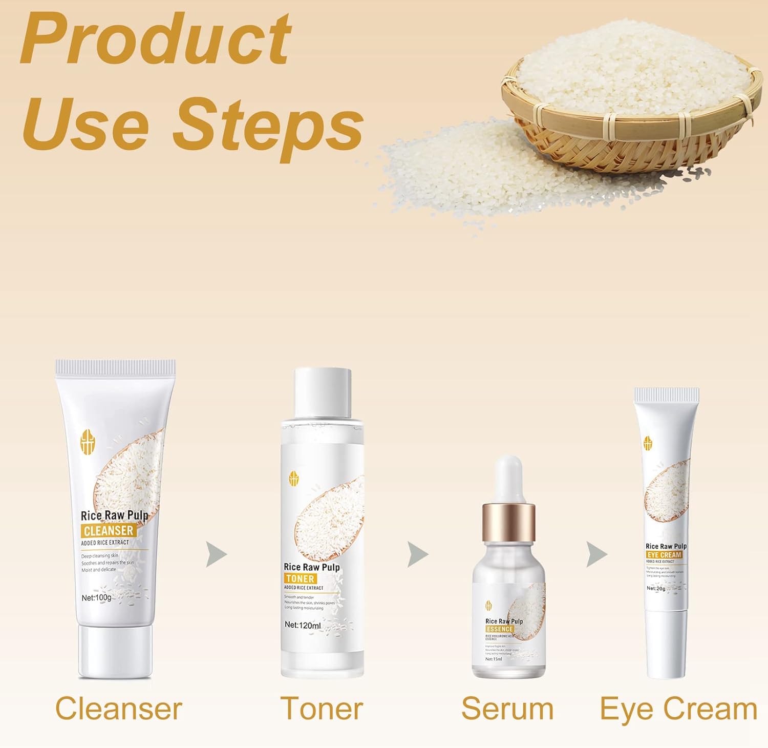 Rosarden Rice Raw Pulp Skin Care Set for Teenage Girls