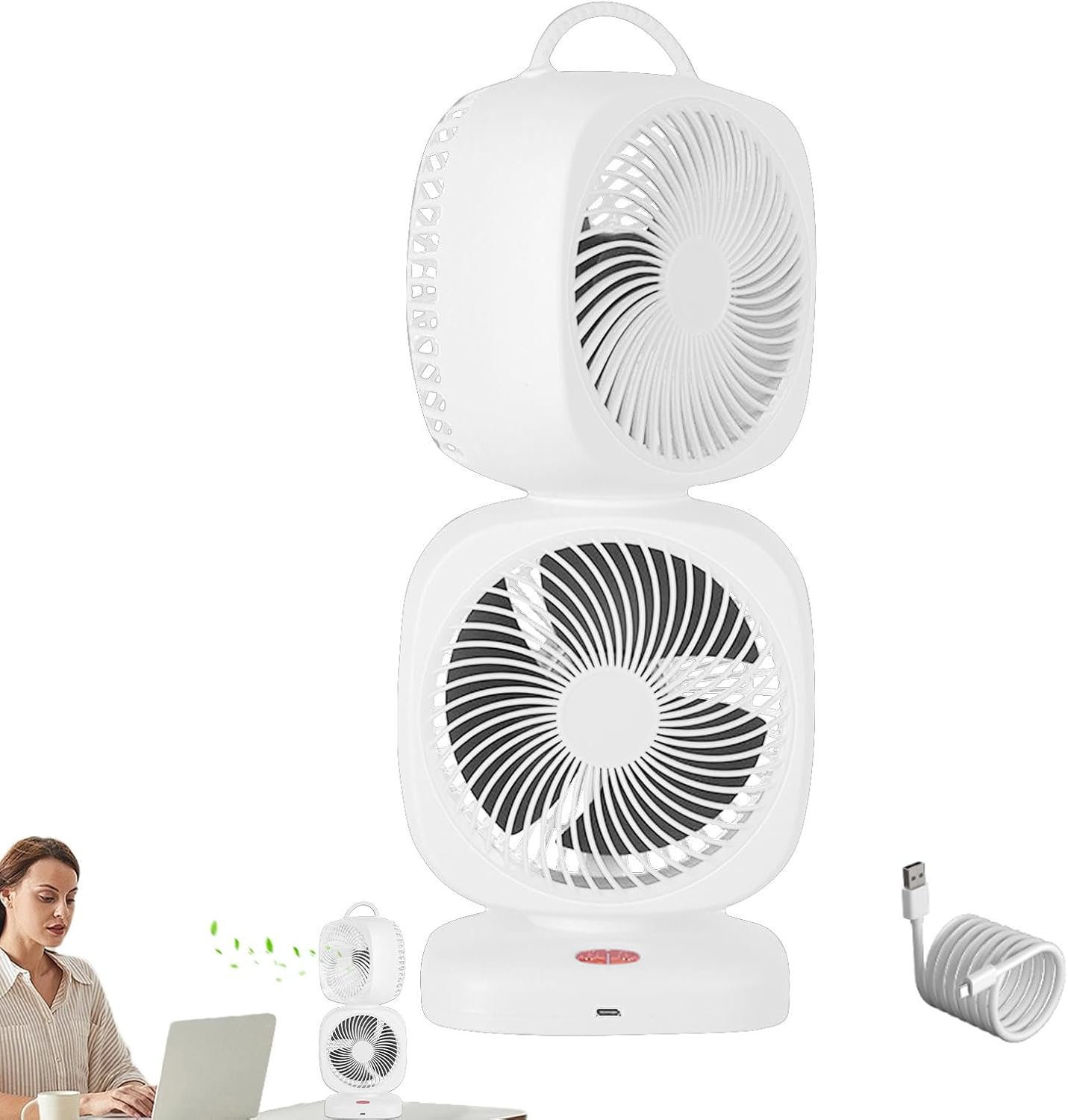 Table Top Fans - Dual Head Small Table Fan | 350 Degrees Oscillation Small Room Fan