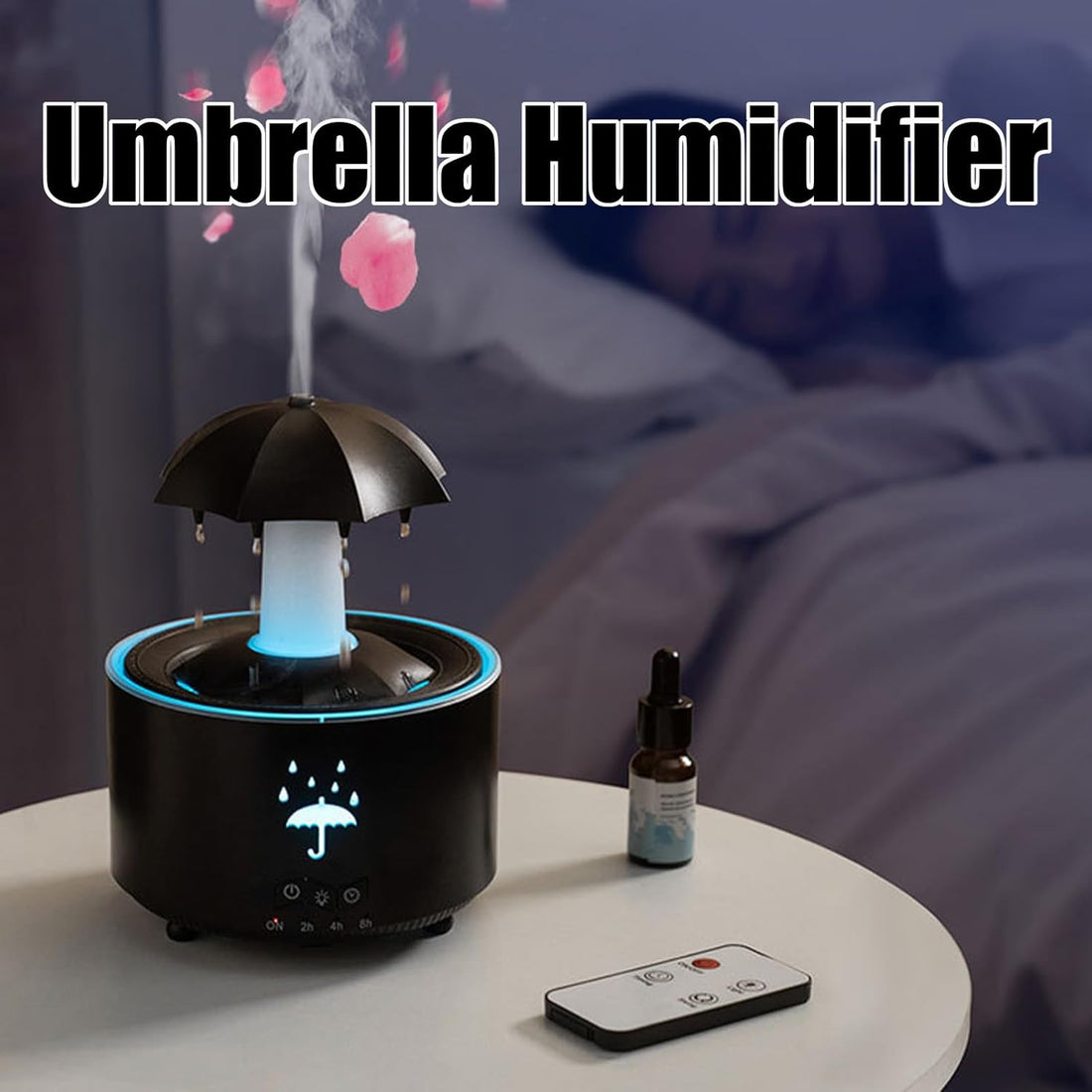 Generic Umbrella Humidifier, 7-Color LED Rotating Aroma Diffuser With Remote