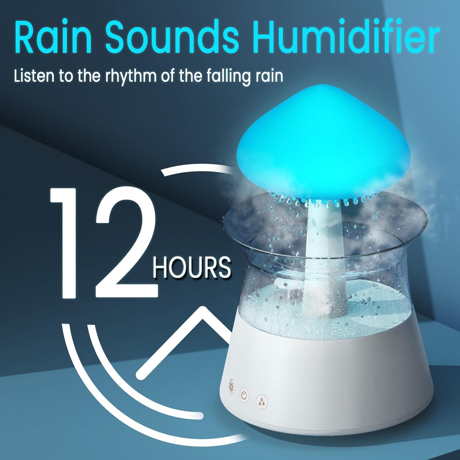 Diffuserlove Rain Cloud Humidifier Water Drip Humidifier with Remote Waterfall Lamp