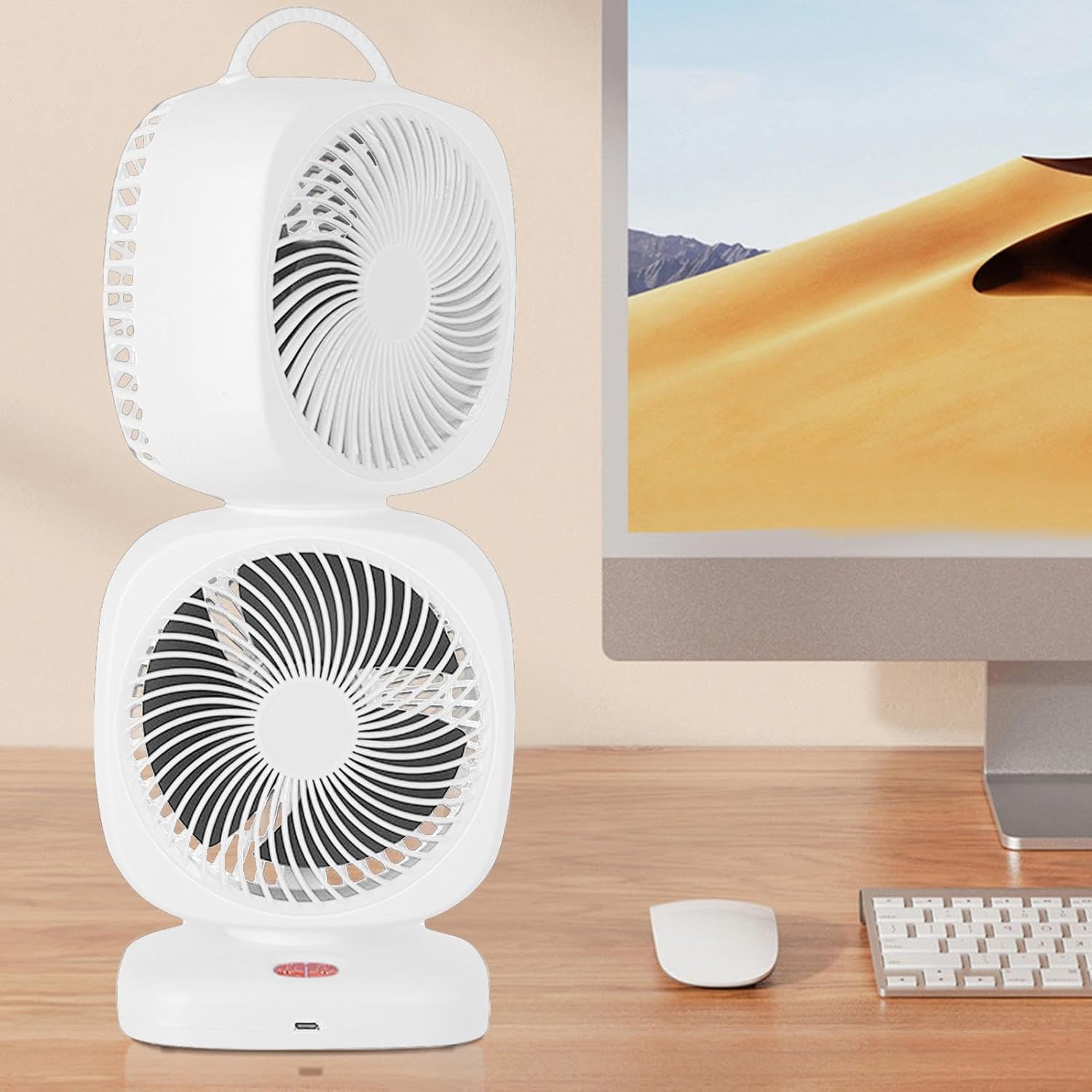 Table Top Fans - Dual Head Small Table Fan | 350 Degrees Oscillation Small Room Fan