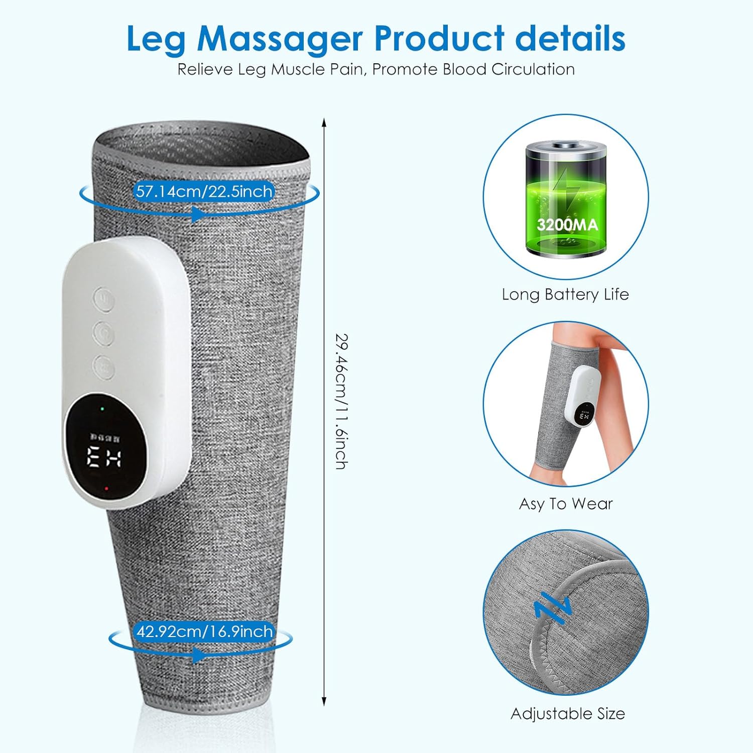Leg Massager, Calf Air Compression Massager with Heat,Muscles Relaxation