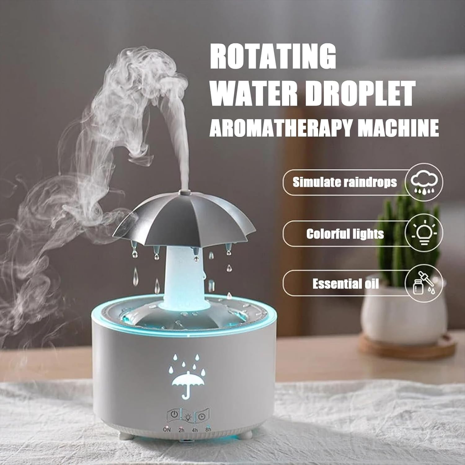 Generic Umbrella Humidifier, 7-Color LED Rotating Aroma Diffuser With Remote