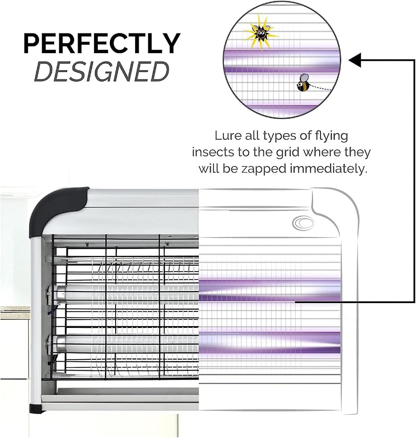 Electric Bug Zapper,Aluminium Indoor Insect Killer for Mosquito,Fly,Powerful 20W Grid