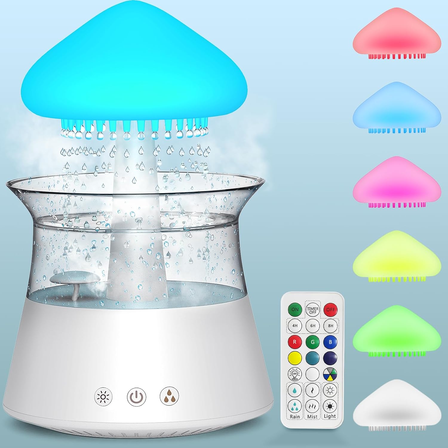 Diffuserlove Rain Cloud Humidifier Water Drip Humidifier with Remote Waterfall Lamp