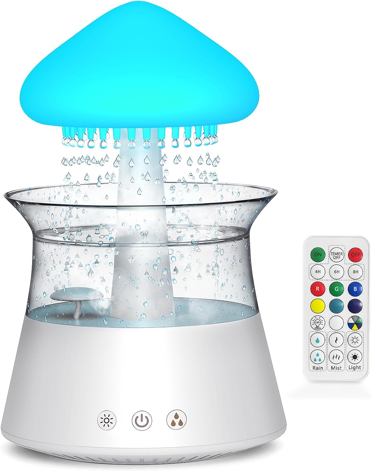 Diffuserlove Rain Cloud Humidifier Water Drip Humidifier with Remote Waterfall Lamp