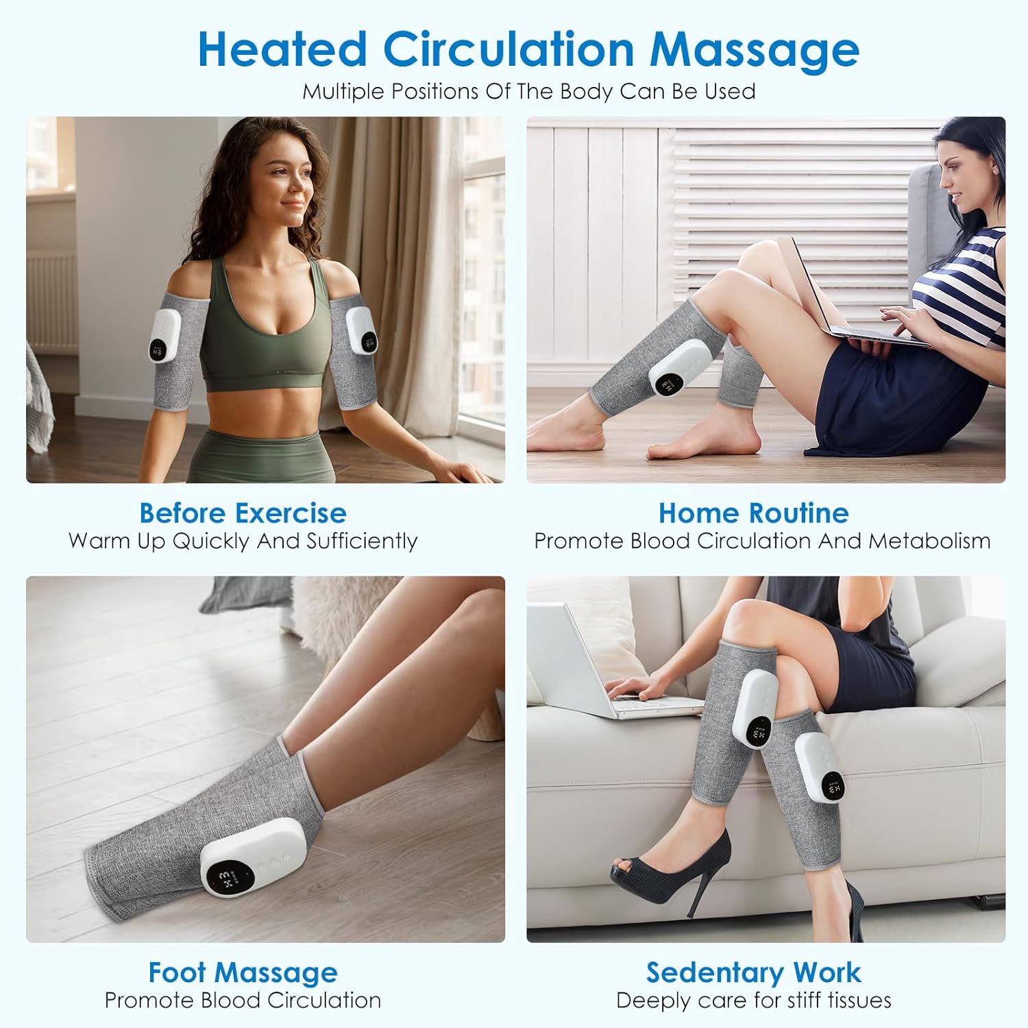 Leg Massager, Calf Air Compression Massager with Heat,Muscles Relaxation
