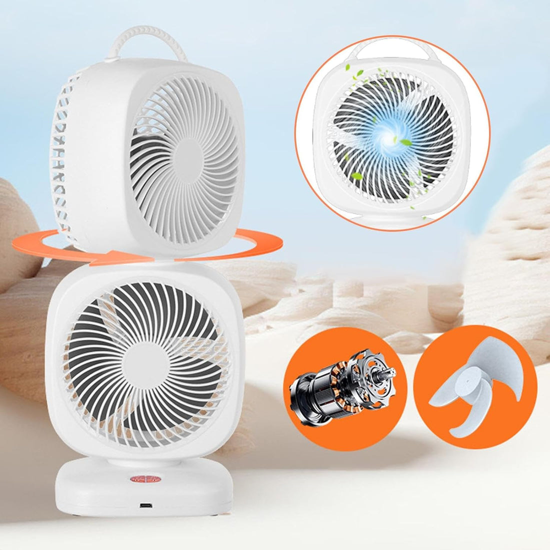 Table Top Fans - Dual Head Small Table Fan | 350 Degrees Oscillation Small Room Fan