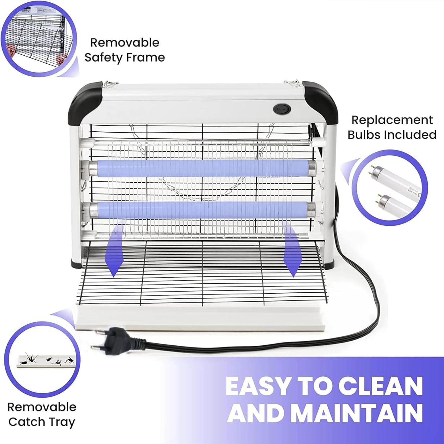 Electric Bug Zapper,Aluminium Indoor Insect Killer for Mosquito,Fly,Powerful 20W Grid