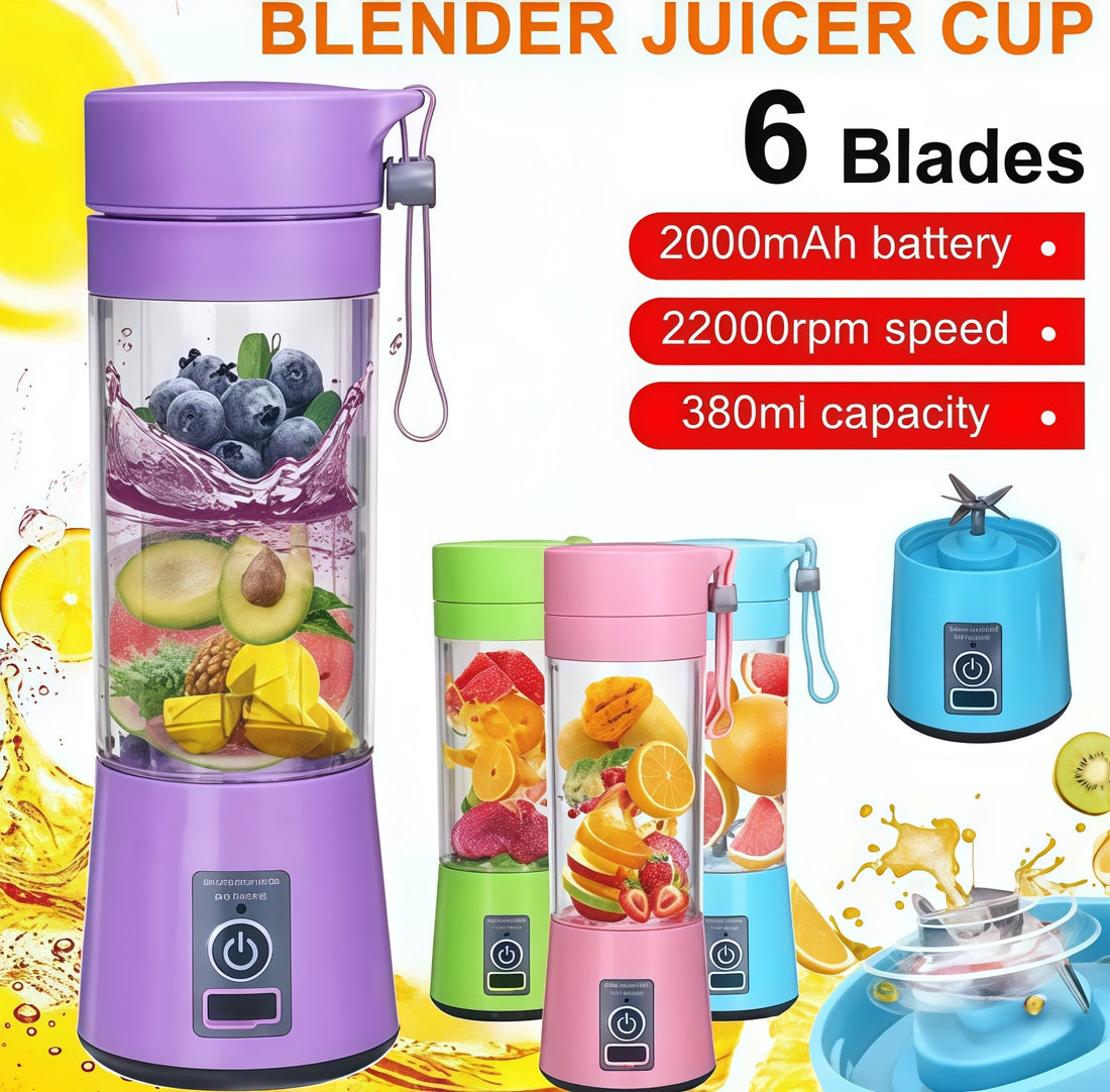 Portable USB Rechargeable 6-Blade Juicer Blender
