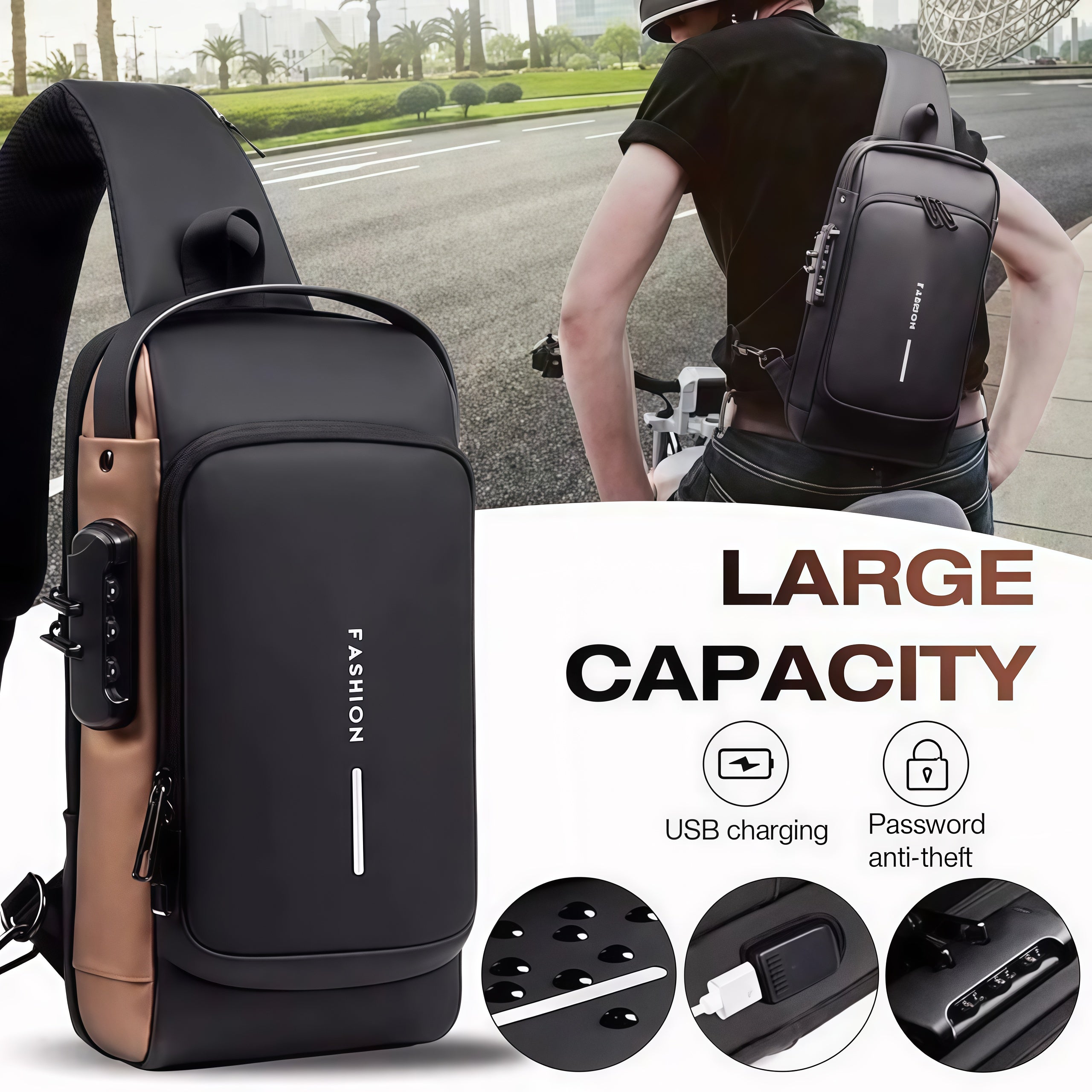 Anti-theft Crossbody Shoulder Backpack