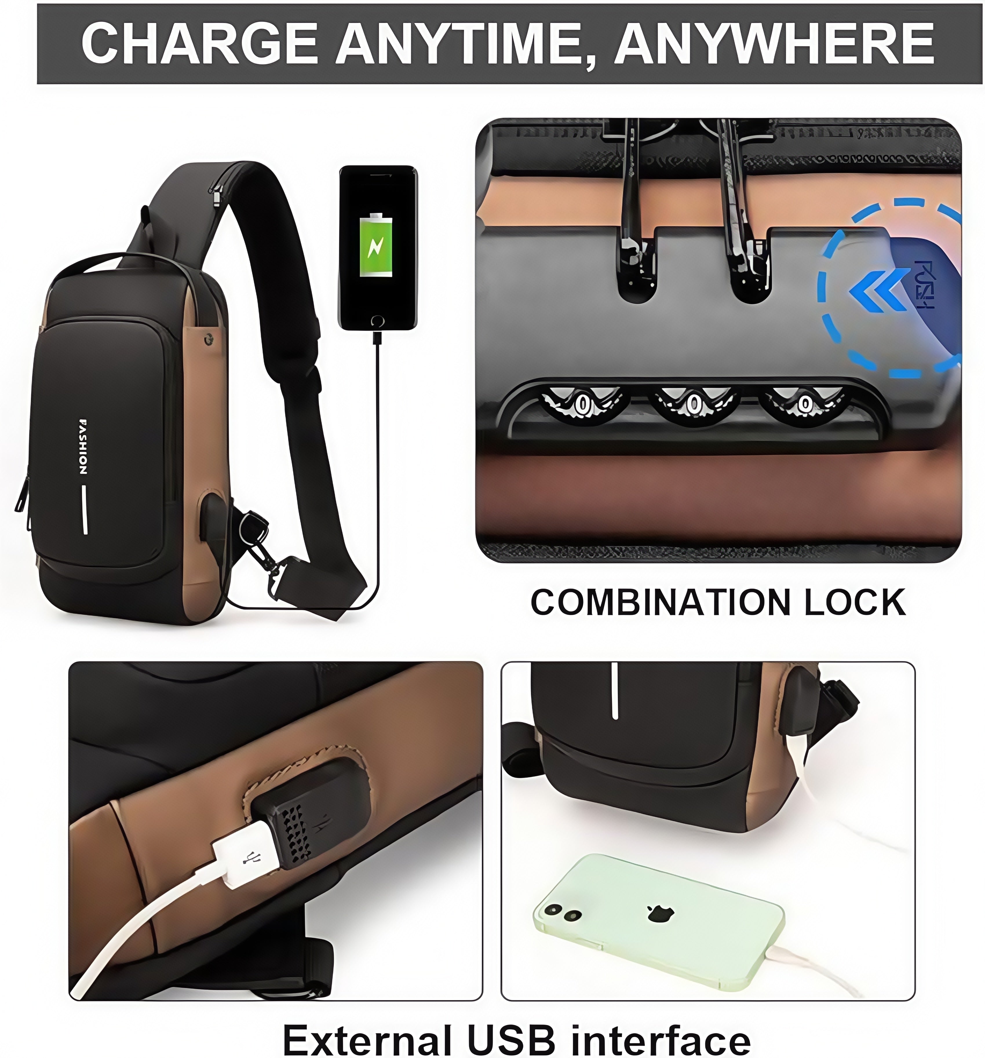 Anti-theft Crossbody Shoulder Backpack